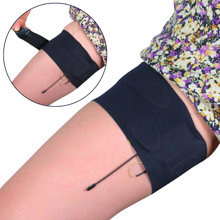 Ursa Thigh Strap with Vertical Pouch with Split End for Wireless Transmitters (Black)
