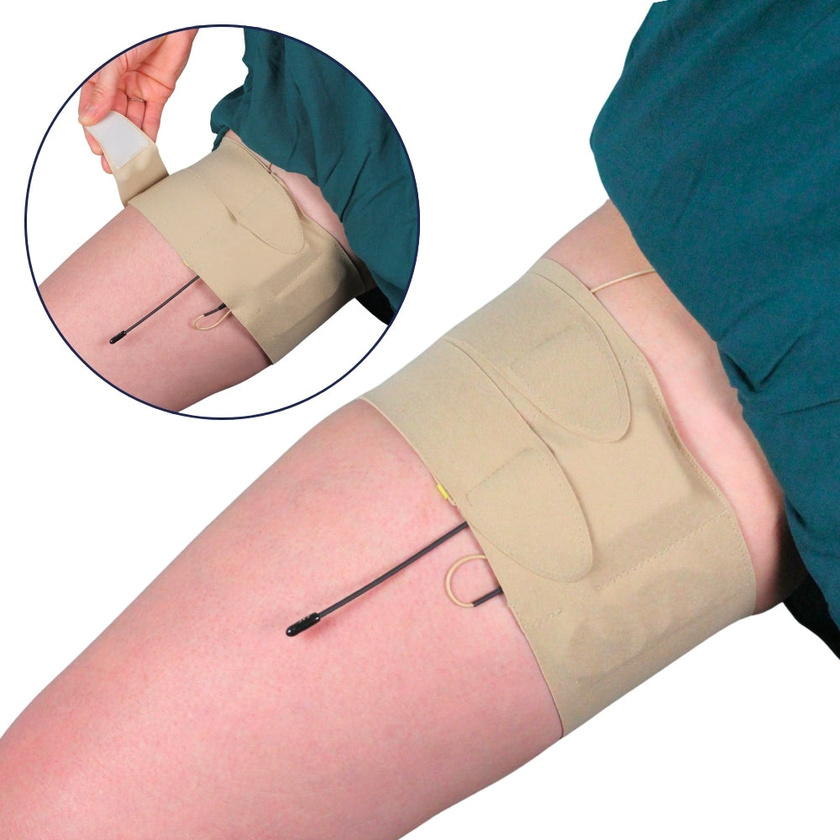 Ursa Thigh Strap with Vertical Pouch with Split End for Wireless Transmitters (Beige)