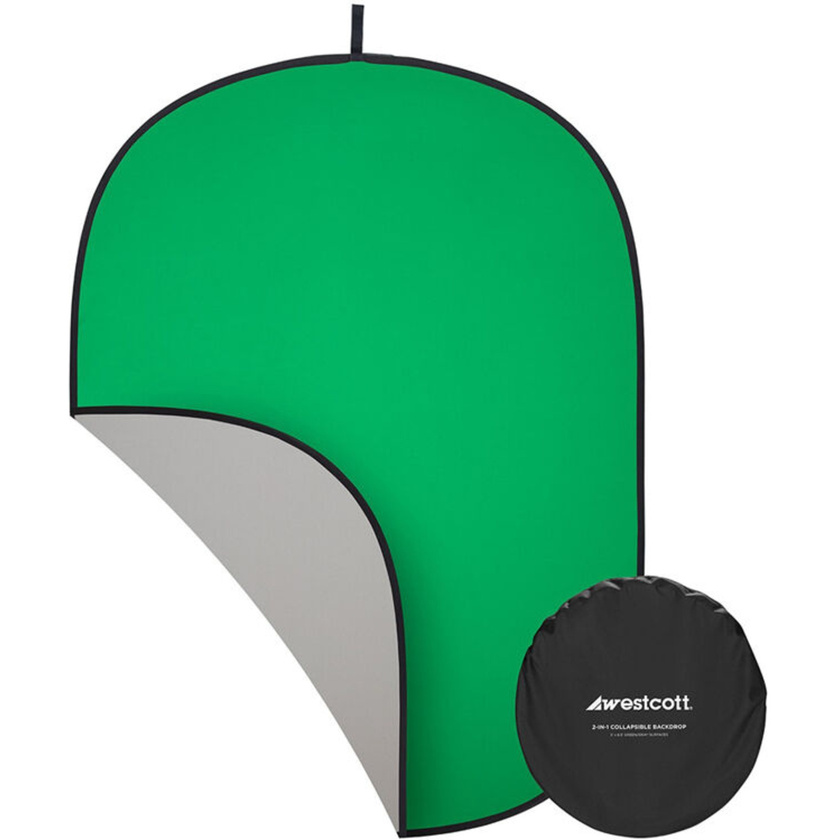 Westcott Collapsible Backdrop (Chroma Green/Grey, 5 x 6.5') - Open Box