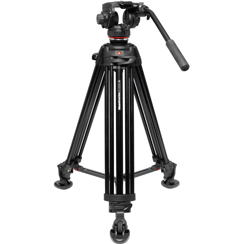 Manfrotto 502X Fluid Video Head & MVTTWINMA Aluminum Tripod with Mid-Level Spreader