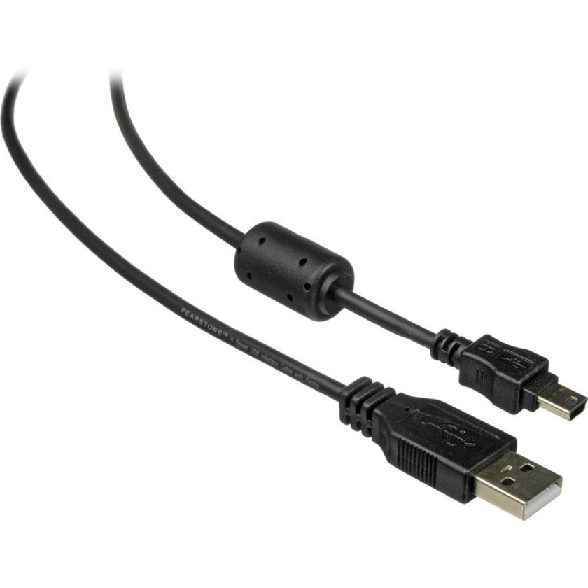 Pearstone 4' Hi-Speed USB Type A Male to Mini USB Type B Cable with Ferrite Bead (Black)