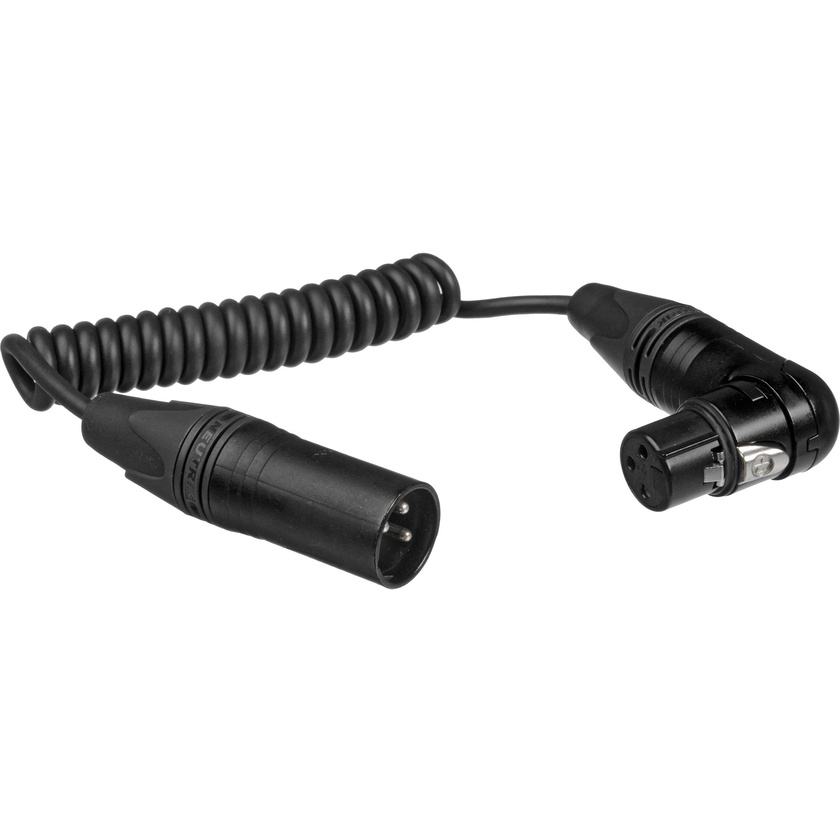 Kopul Coiled 3-Pin XLR-M to Angled 3-Pin XLR-F Cable - 3 to 18" (7.6 to 46 cm), Black