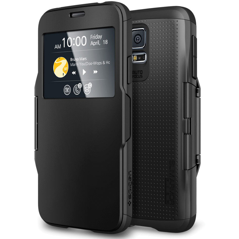 Spigen Galaxy S5 Case Slim Armor View (Smooth Black)
