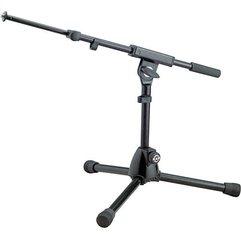 K&M 25950 REIN Low Level Tripod Microphone Stand with Telescoping Boom - Height: 11" (280mm) (Black)