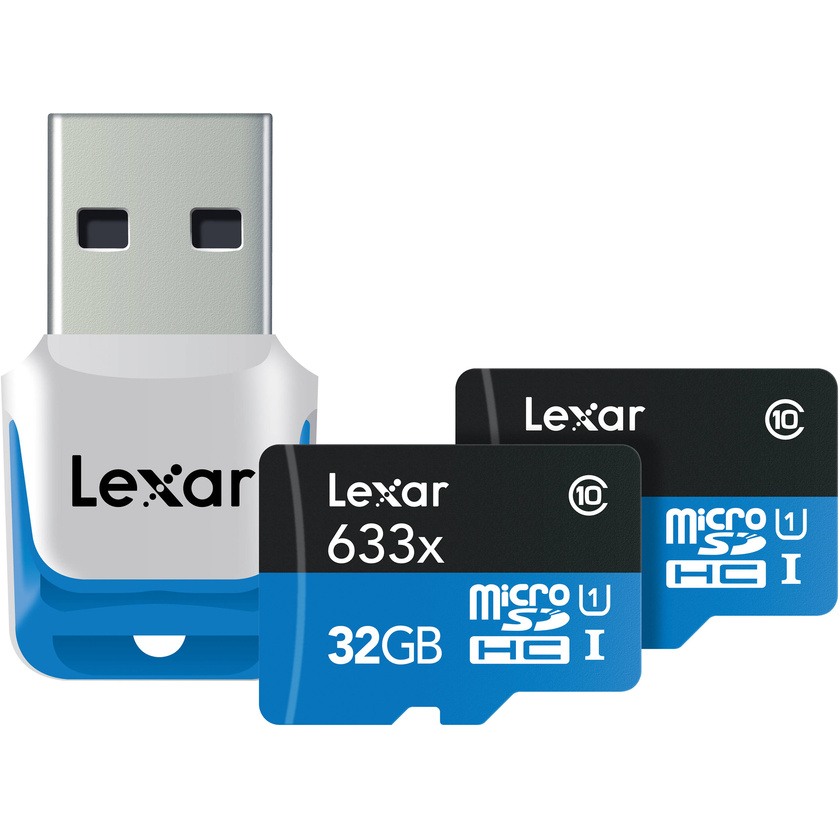 Lexar 32GB High Performance 633x UHS-I microSDHC Memory Card (2-Pack)