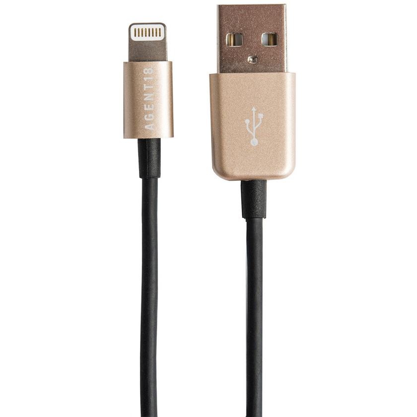 Agent18 Lightning to USB Cable 1 metre (Black/Gold)
