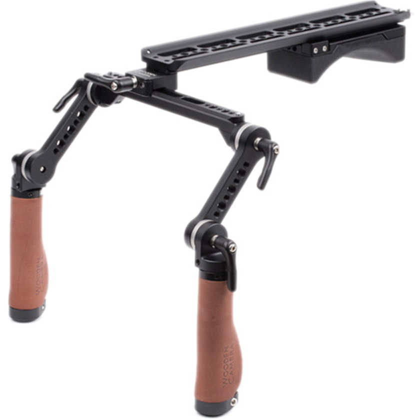 Wooden Camera Shoulder Rig v2 Mid with Short Rosette Arms & Handles (Brown Leather)