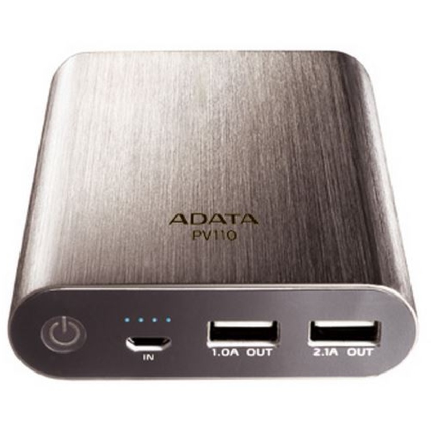 ADATA PV110 Power Bank - 10400mAh Backup Battery - Titanium