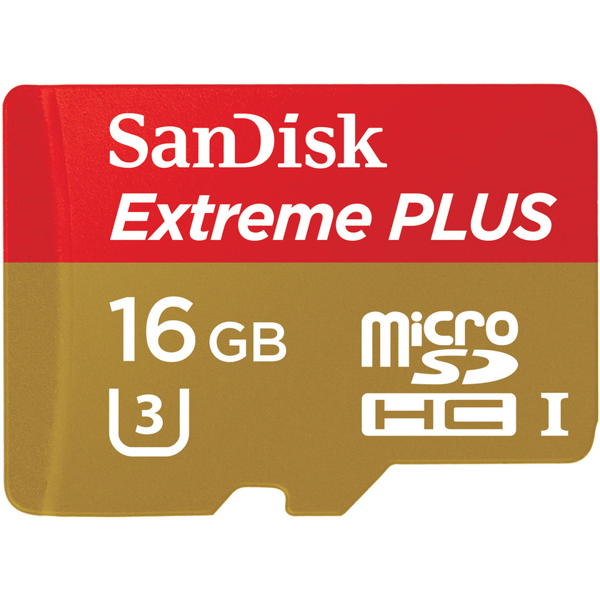 SanDisk 16GB Extreme Plus UHS-I microSDHC Memory Card (U3/Class 10)