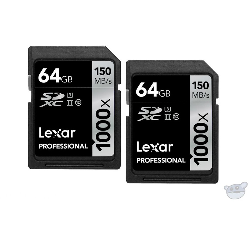 Lexar 64GB Professional 1000x UHS-II SDXC Memory Card (2-Pack, Class 10, UHS Speed Class 3)