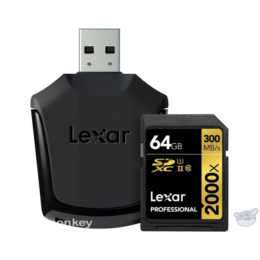 Lexar 64GB Professional 2000x UHS-II SDXC Memory Card with SD UHS-II Reader (U3, Class 10)