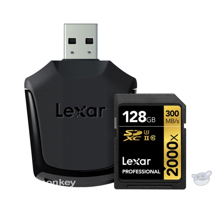 Lexar 128GB Professional 2000x UHS-II SDXC Memory Card with SD UHS-II Reader (U3, Class 10)