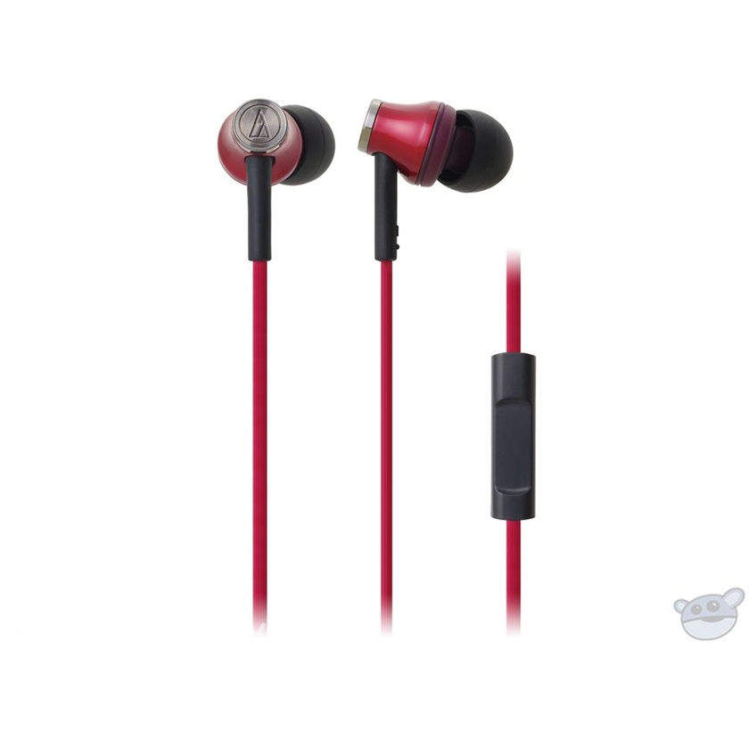 Audio Technica ATH-CK330iS In-ear Headphones with Inline Control and Mic (Red)