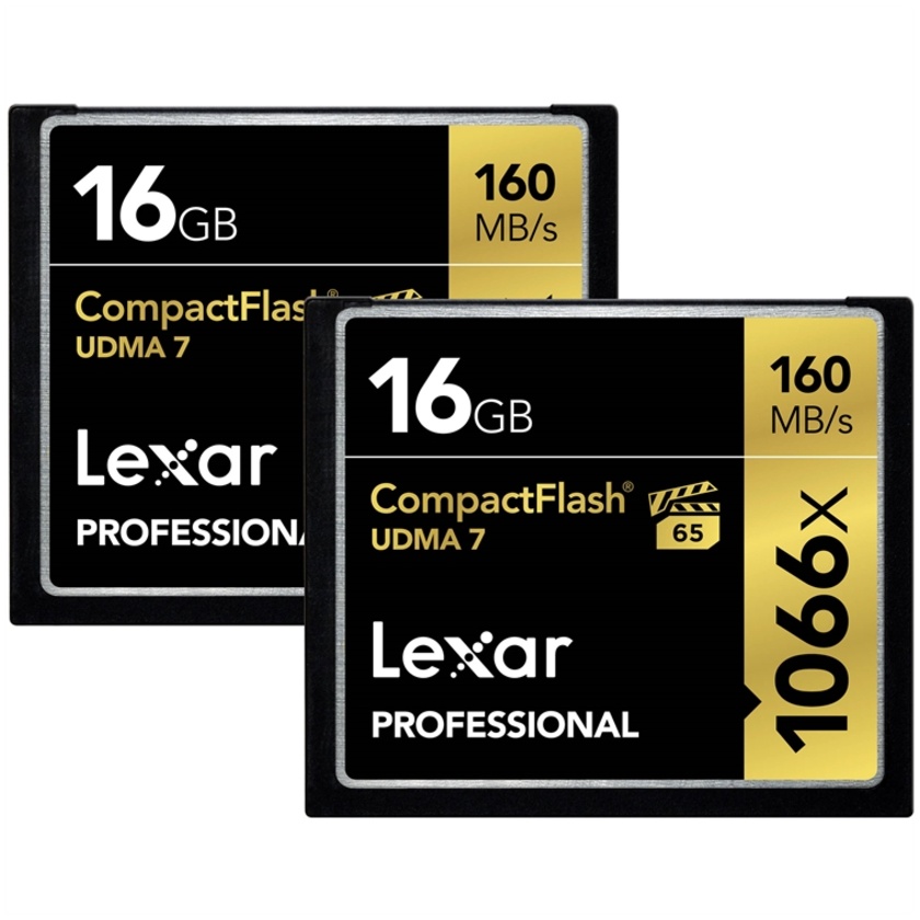 Lexar 16GB Professional 1066x CompactFlash Memory Card (UDMA 7, 2-Pack)