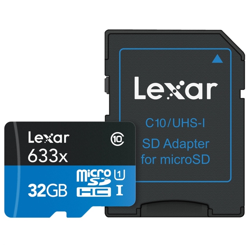 Lexar 32GB High-Performance UHS-I microSDHC Memory Card with SD Adapter