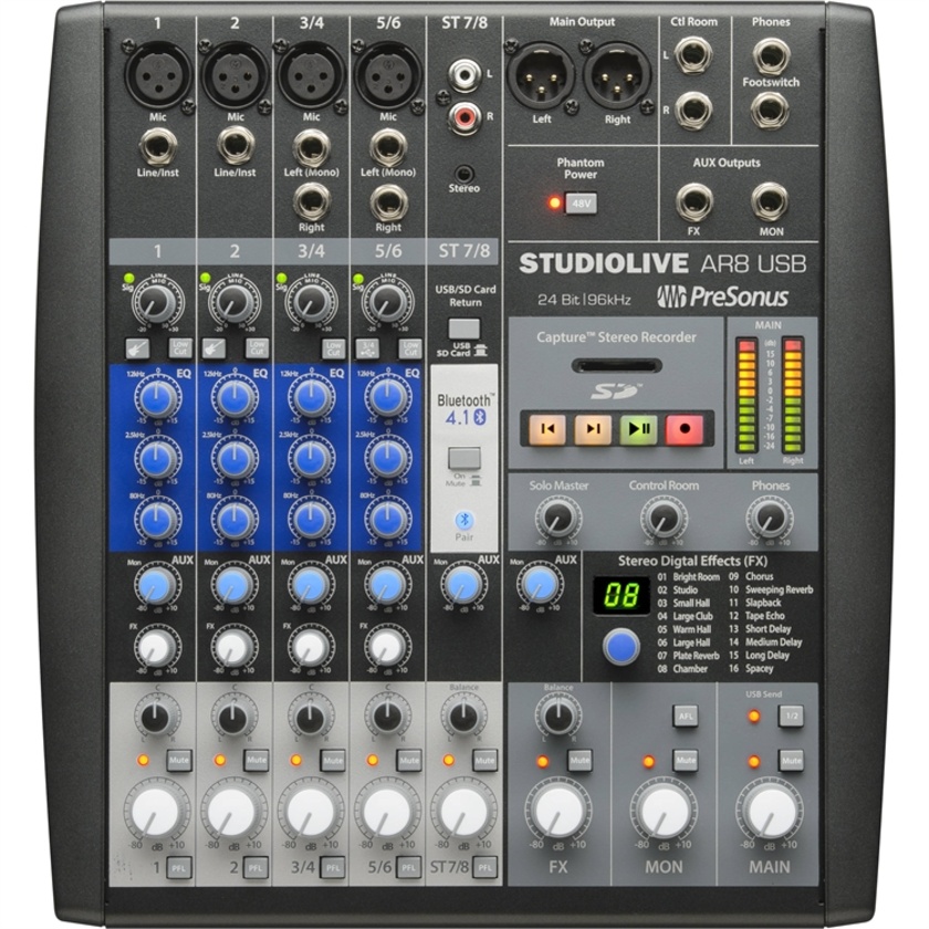 PreSonus AR8 Studiolive USB 8-Channel Performance and Recording Mixer