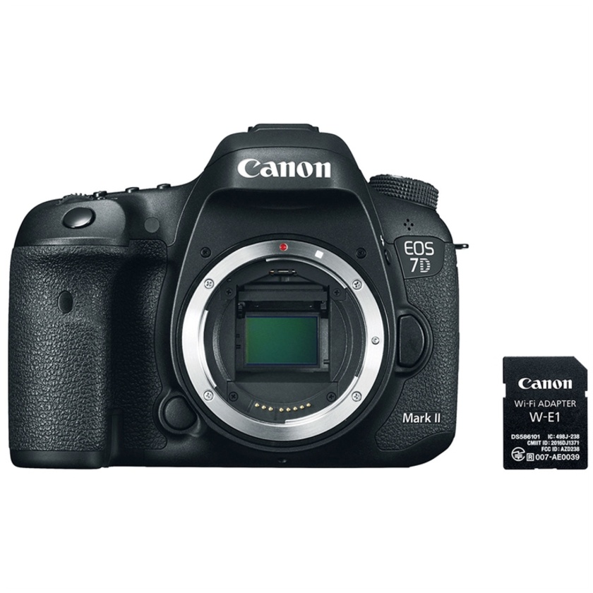 Canon EOS 7D Mark II DSLR Camera Body with W-E1 Wi-Fi Adapter
