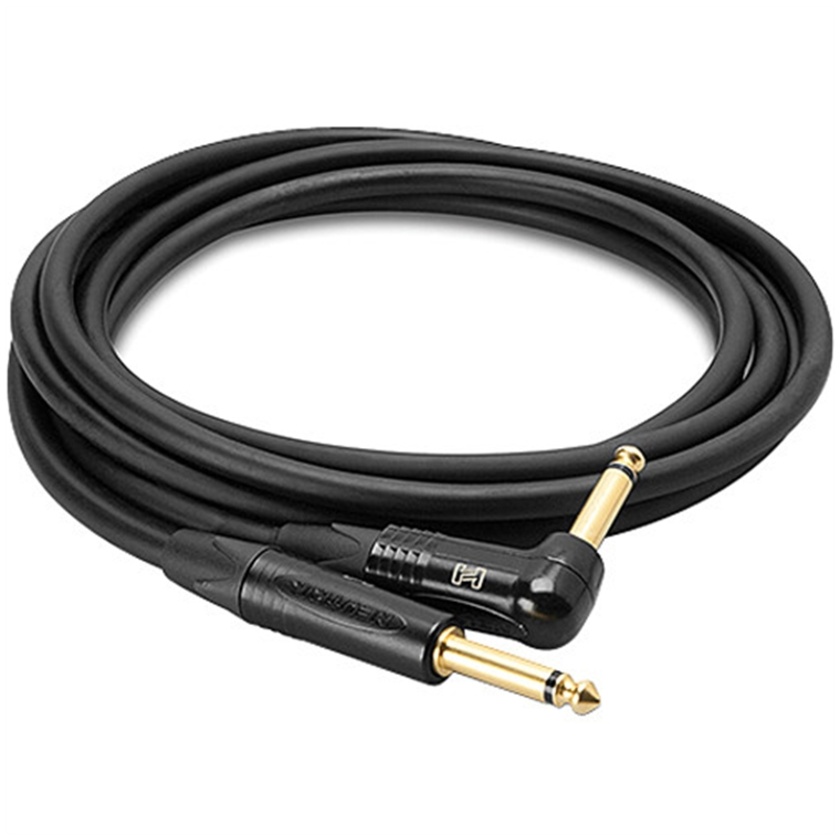 Hosa CGK-020R Straight 1/4" Plug Male to Right Angle 1/4" Plug Male Edge Guitar Cable (20')