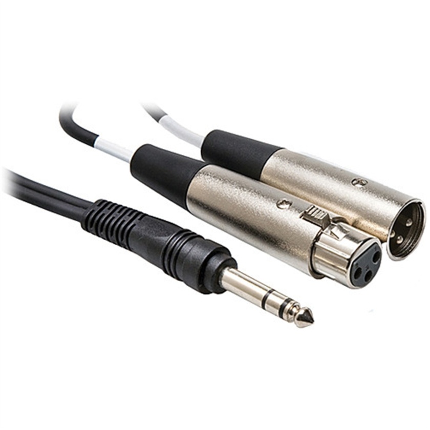 Hosa SRC-204 Stereo 1/4" Male to 2 3-Pin XLR (1 Male, 1 Female) Y-Cable - 10'