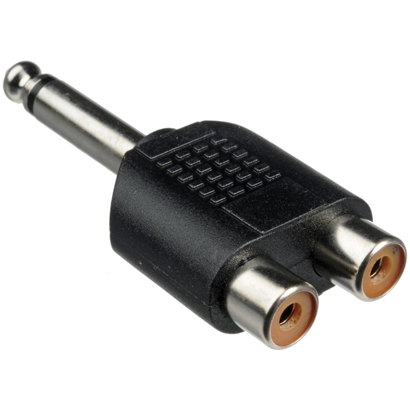 Pro Co Sound 330PJPC Male 1/4" Phone to Two Female Coaxial RCA Adapter