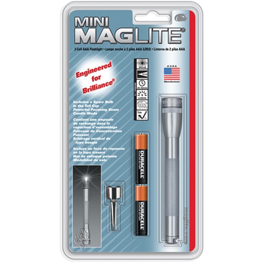Maglite Mini Maglite 2-Cell AAA Flashlight with Clip (Grey)