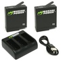 Wasabi Power Battery (2-Pack) and Triple Charger for GoPro HERO5 & HERO6