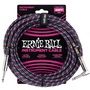 Ernie Ball 25' Braided Straight / Angle Instrument Cable - Black / Red / Blue / White