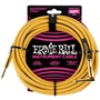 Ernie Ball 25' Braided Straight / Angle Instrument Cable - Gold / Gold