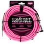 Ernie Ball 10' Braided Straight/Angle Instrument Cable (Neon Pink)