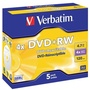 Verbatim DVD+RW 4.7GB 4x 5 Pack with Jewel Cases