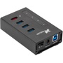 Xcellon 4-Port Powered USB 3.0 Slim Aluminum Hub with 1 Dual Data/Charging Port