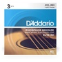 D'Addario EJ16 Phosphor Bronze Light Acoustic Strings - .012-.053 Light Gauge (3 Pack)
