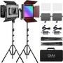 GVM RGB LED Studio Video Bi-Color Soft 1000D 2-Light Panel Kit