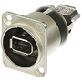 Neutrik FireWire 6 Feed-Through Adapter in D-Shape Nickel Housing
