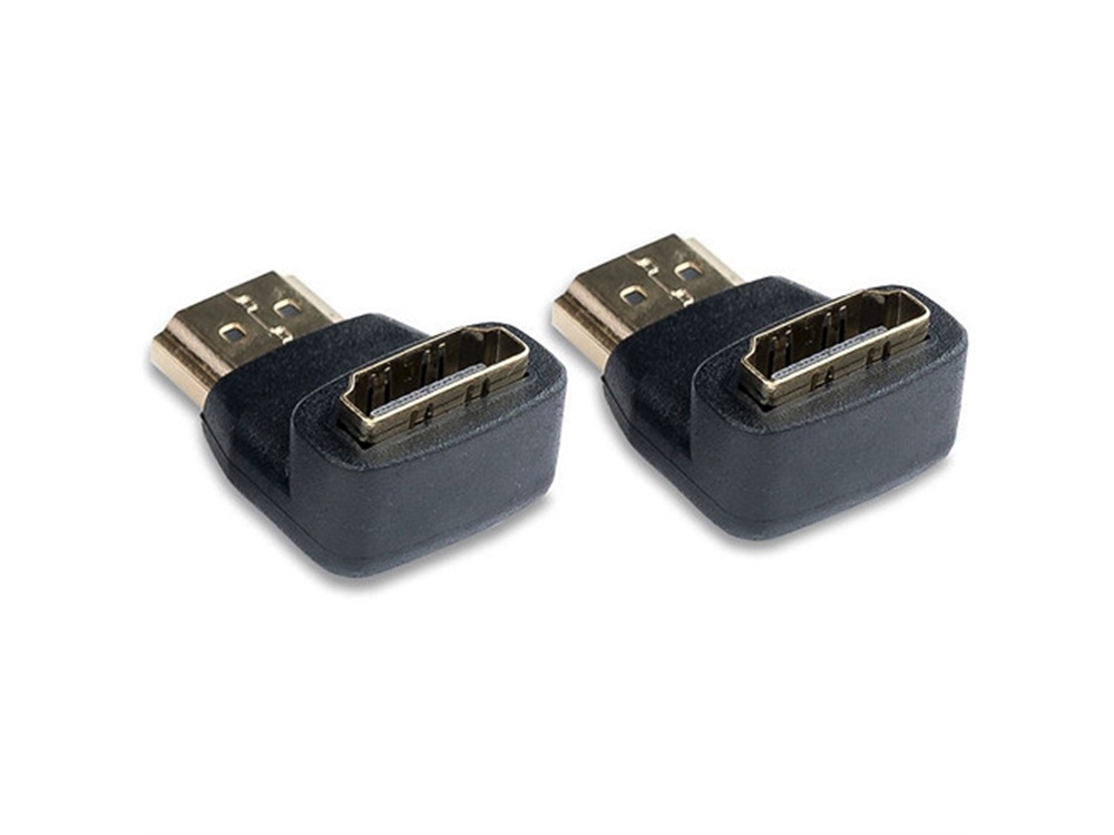 Video Devices Right Angle HDMI Type-A Male Plug to HDMI Type-A Female Jack Adapter (2-Pack)