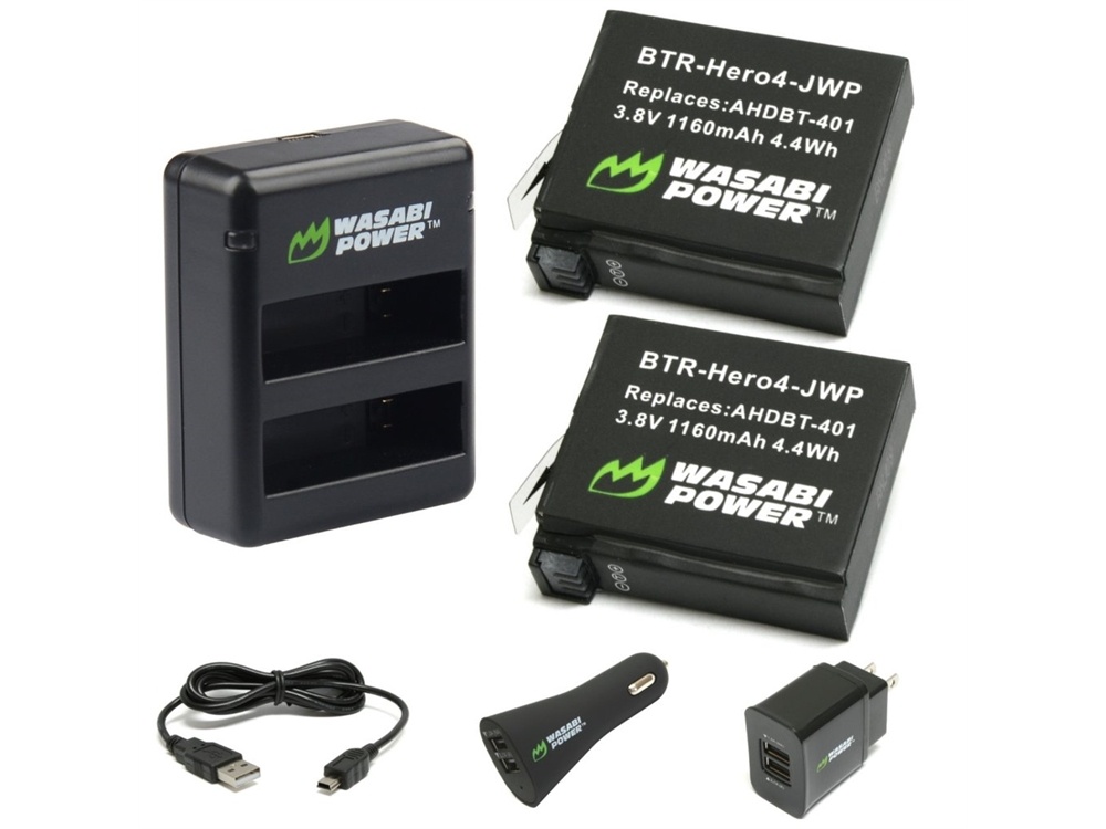 Wasabi Power Battery & Dual Charger for GoPro Hero4 (2-Pack)