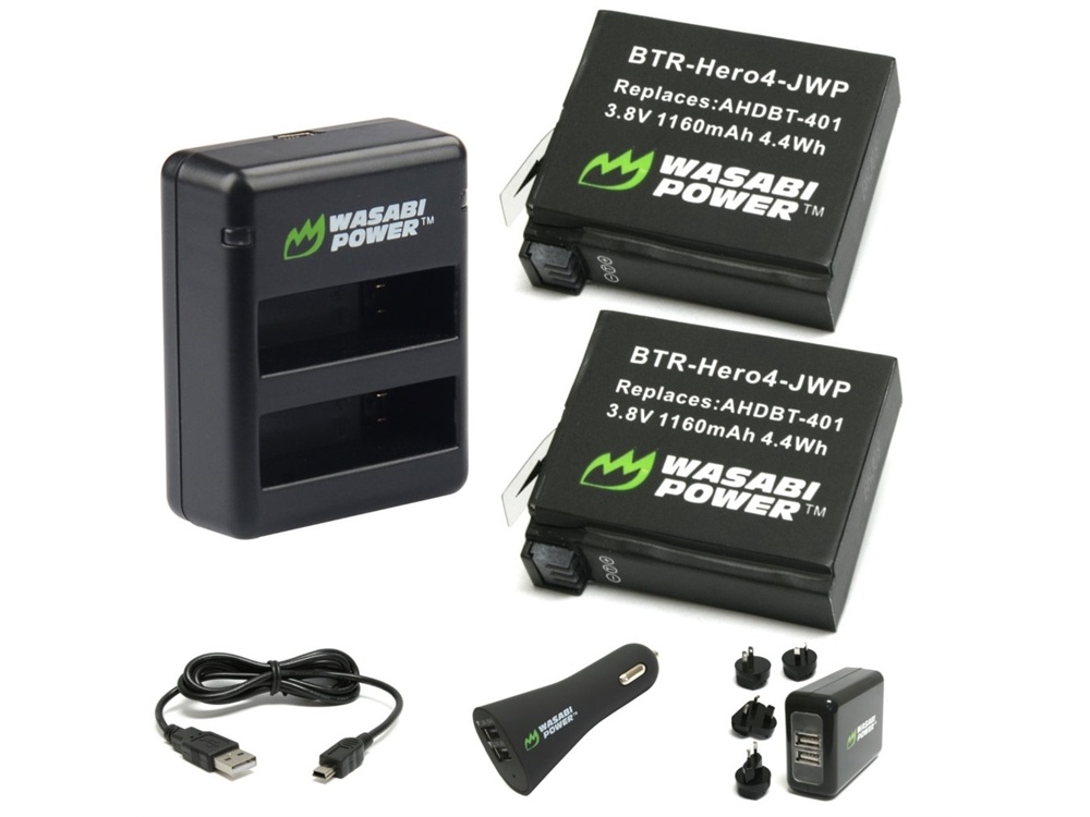 Wasabi Power Battery and Dual Charger for GoPro Hero 4 (2-Pack)