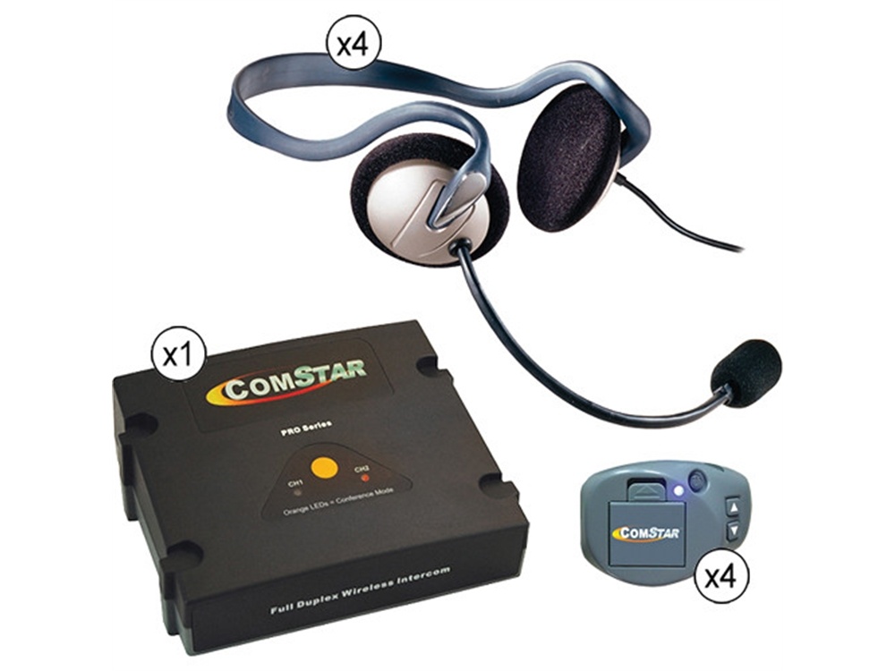 Eartec CPKMON-4 Comstar XT Full Duplex Wireless System with Monarch Headsets (4 User)