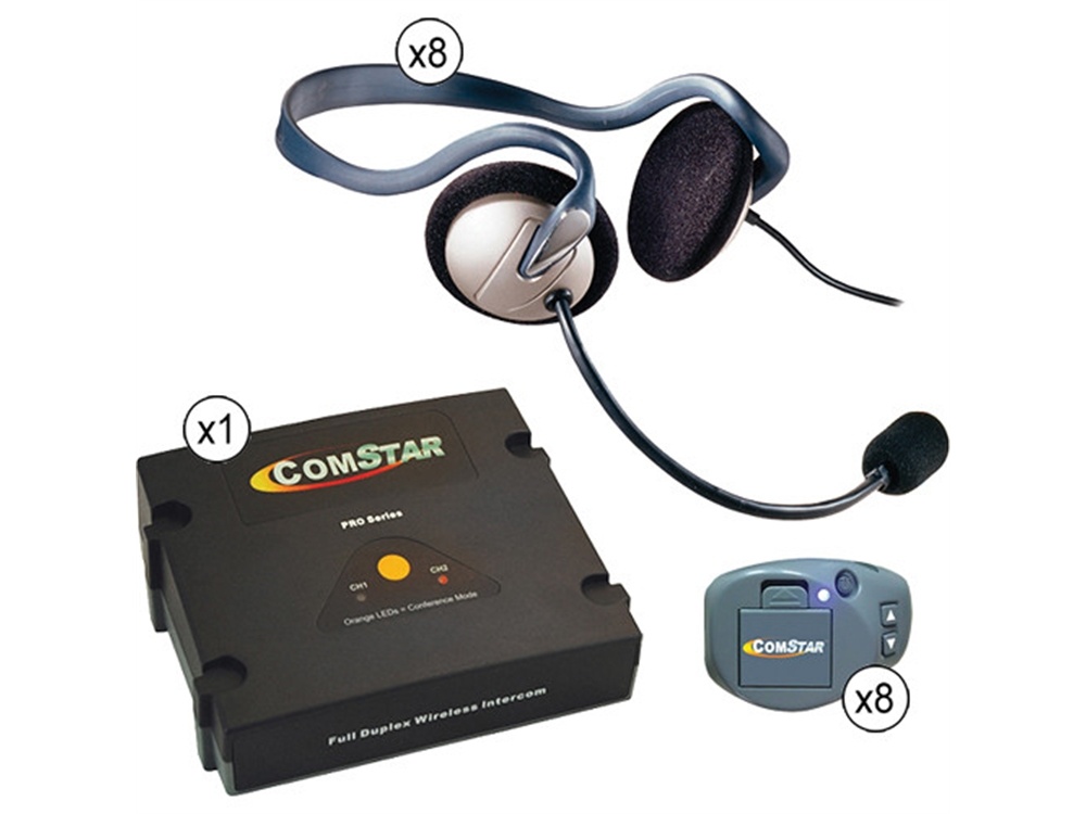 Eartec Comstar XT Full Duplex Wireless System with Monarch Headsets (8 User)