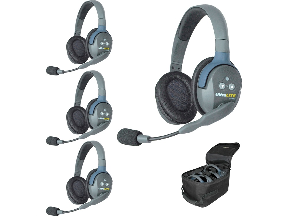 Eartec UL4D UltraLITE 4-Person Headset System with Batteries, Charger & Case (Double)