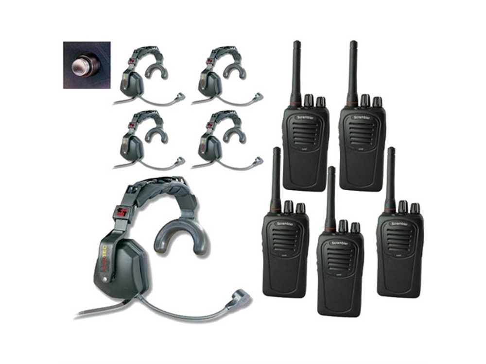 Eartec USSC5000SH 5-User SC-1000 2-Way Radio with Ultra Single Shell Mount PTT Headsets