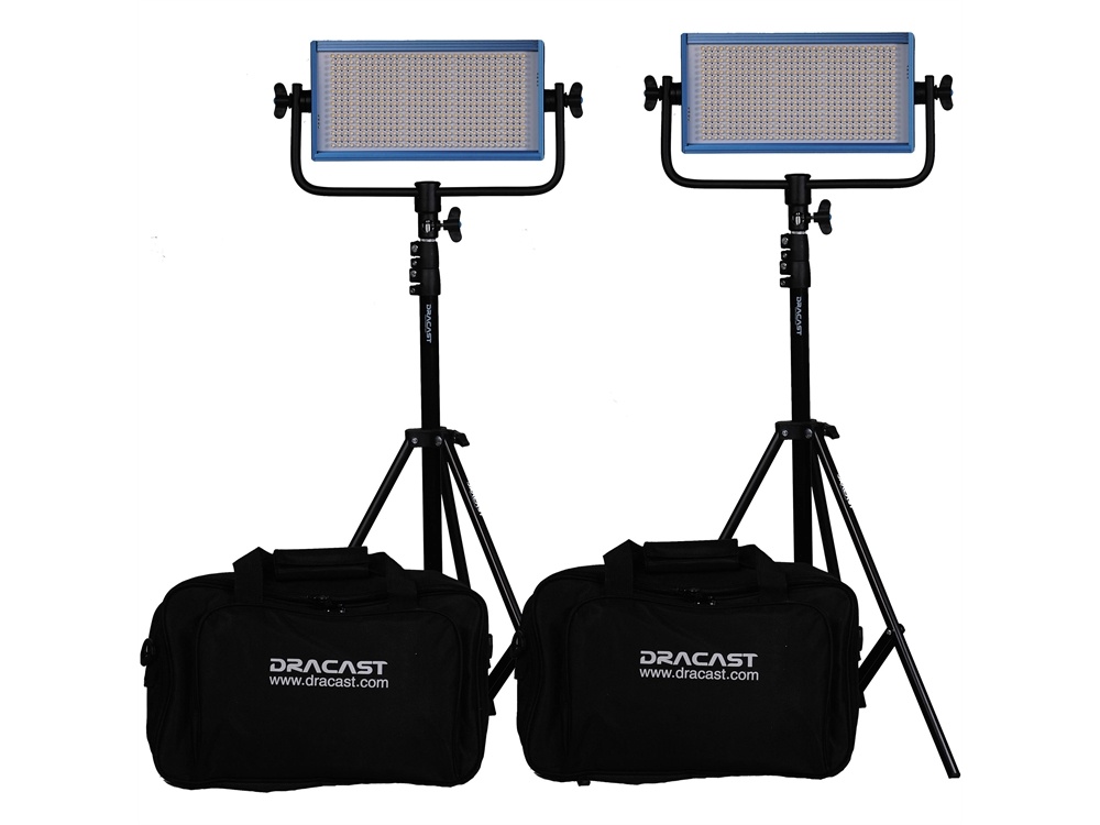 Dracast LED500 Pro Bi-Color LED 2-Light Kit with V-Mount Battery Plates and Stands