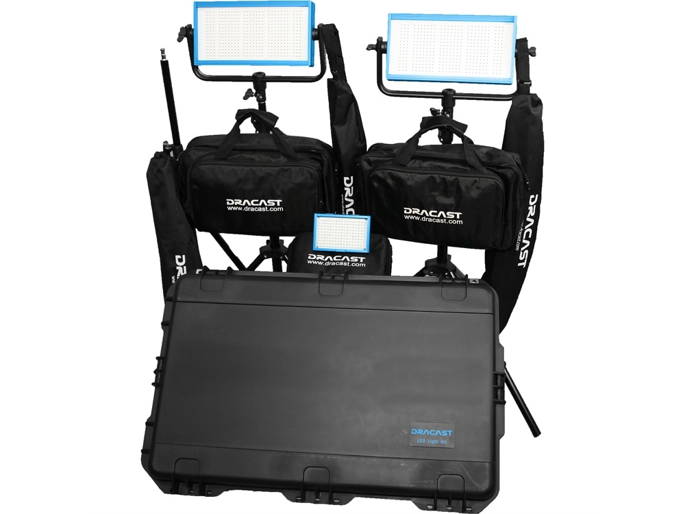 Dracast Daylight Wedding Kit with 1x LED160AD and 2x LED500D Pro Lights with V-Mount Battery Plates