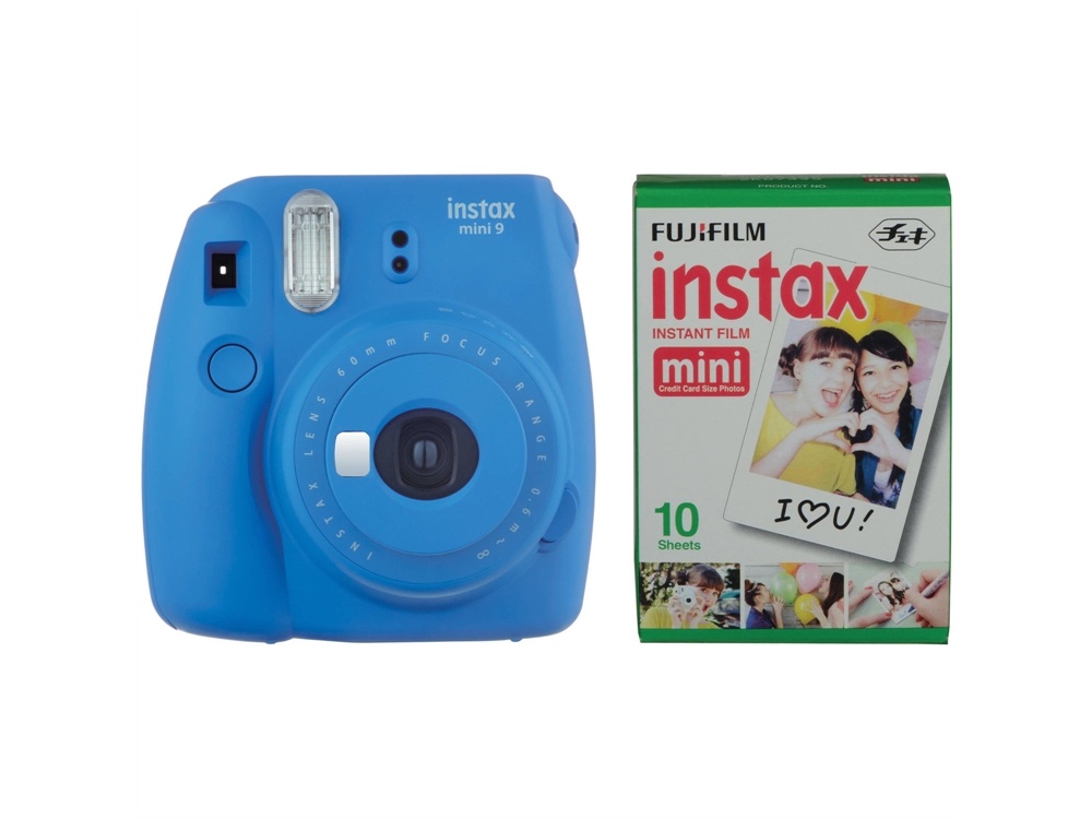 Fujifilm instax mini 9 Instant Film Camera with Instant Film Kit (Cobalt Blue, 10 Exposures)