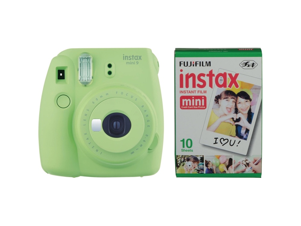 Fujifilm instax mini 9 Instant Film Camera with Instant Film Kit (Lime Green, 10 Exposures)