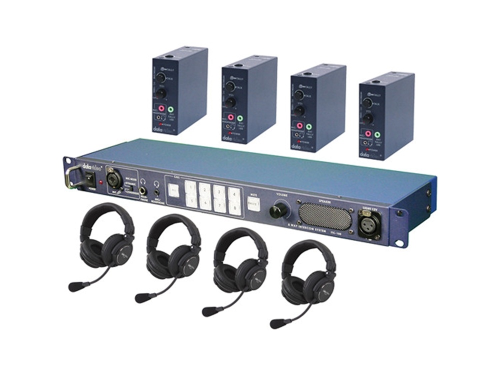 Datavideo ITC100HP2K - ITC-100 Wired Intercom System with Four HP-2A Headsets Kit