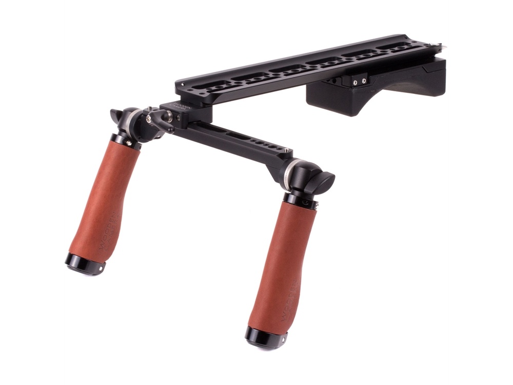 Wooden Camera Shoulder Rig v2 Base with Rosette Handles (Brown Leather)