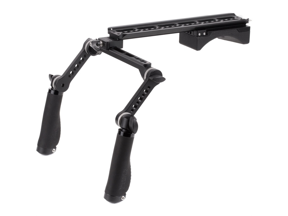 Wooden Camera Shoulder Rig v2 Mid with Short Rosette Arms & Handles (Black Leather)