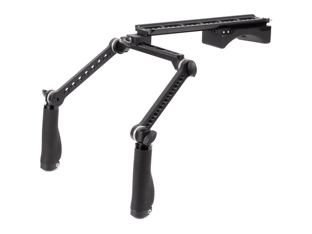 Wooden Camera Shoulder Rig v2 Premium with Rosette Arms & Handles (Black Leather)