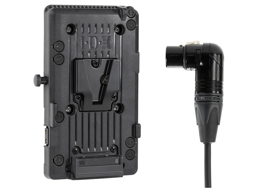 Wooden Camera V-Mount Plate with Right Angle XLR Connector